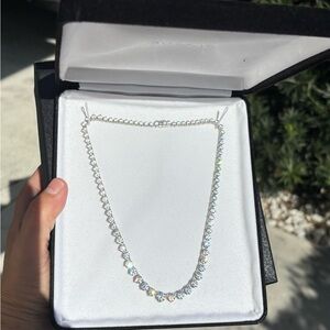 Macys Swarovski Crystal Tennis Necklace 925